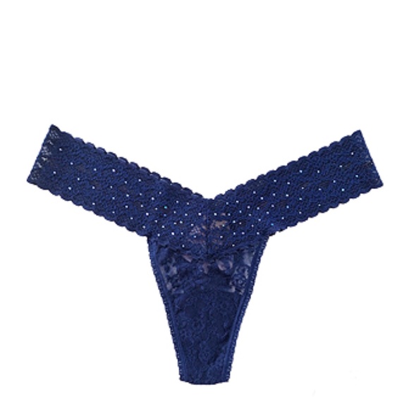 Victoria's Secret Crystal Accent Floral Lace Thong Panty - Picture 1 of 3